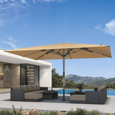 PURPLE LEAF – Parasol de terrasse semi-automatique extra-large Premium, modèle commercial pour jardin, café et hôtel