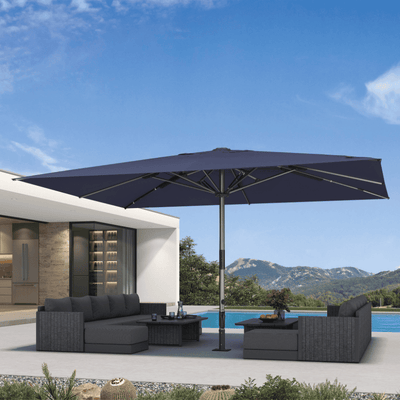 PURPLE LEAF – Parasol de terrasse semi-automatique extra-large Premium, modèle commercial pour jardin, café et hôtel