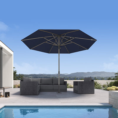 PURPLE LEAF – Parasol de terrasse semi-automatique extra-large Premium, modèle commercial pour jardin, café et hôtel