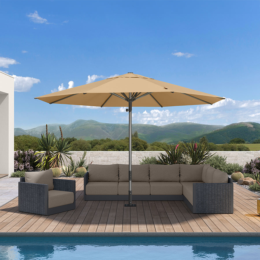 PURPLE LEAF – Parasol de terrasse semi-automatique extra-large Premium, modèle commercial pour jardin, café et hôtel