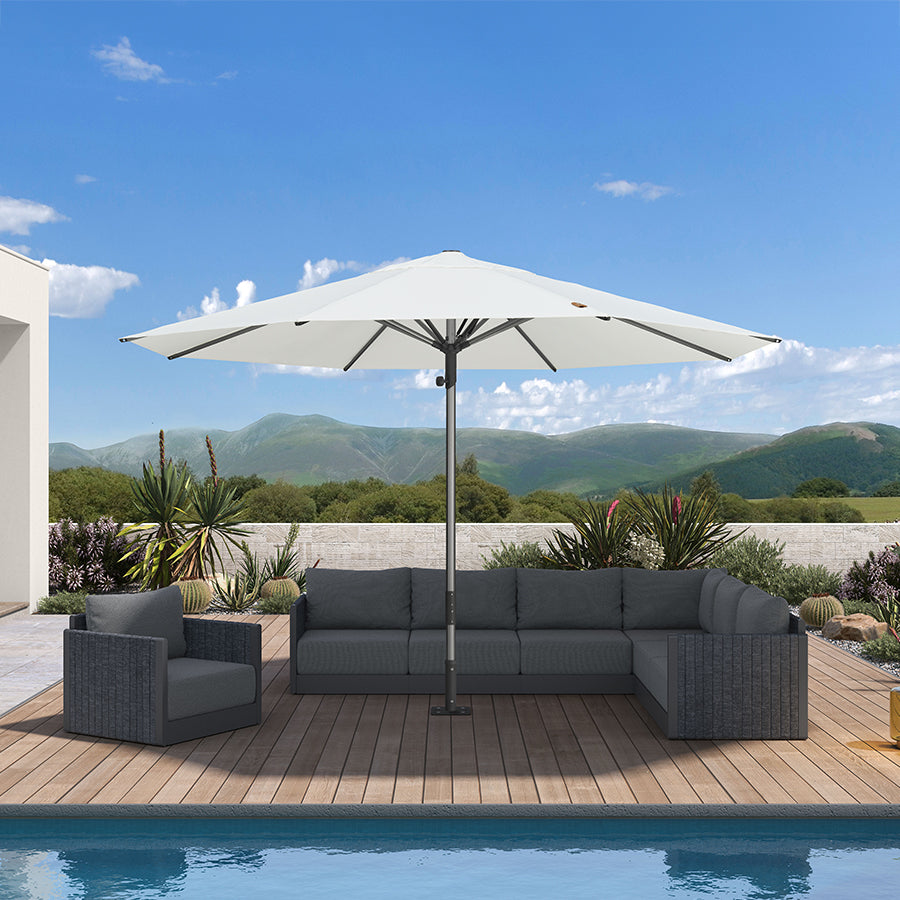 PURPLE LEAF – Parasol de terrasse semi-automatique extra-large Premium, modèle commercial pour jardin, café et hôtel