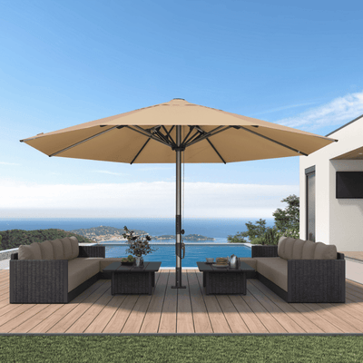 PURPLE LEAF – Parasol de terrasse semi-automatique extra-large Premium, modèle commercial pour jardin, café et hôtel