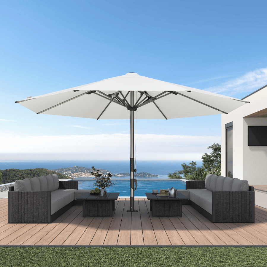 PURPLE LEAF – Parasol de terrasse semi-automatique extra-large Premium, modèle commercial pour jardin, café et hôtel
