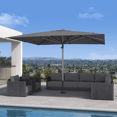 PURPLE LEAF – Parasol de terrasse semi-automatique extra-large Premium, modèle commercial pour jardin, café et hôtel