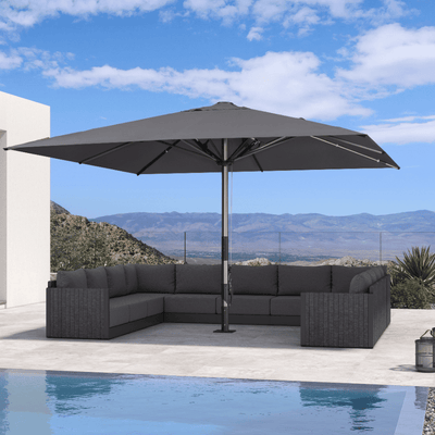 PURPLE LEAF – Parasol de terrasse semi-automatique extra-large Premium, modèle commercial pour jardin, café et hôtel