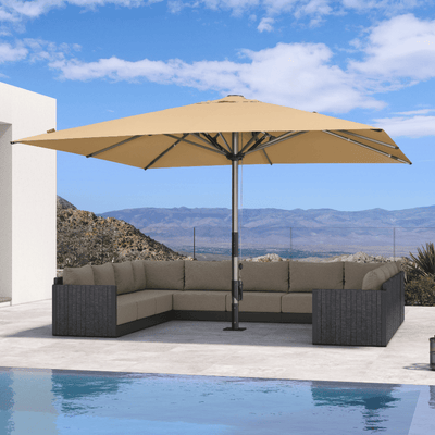 PURPLE LEAF – Parasol de terrasse semi-automatique extra-large Premium, modèle commercial pour jardin, café et hôtel