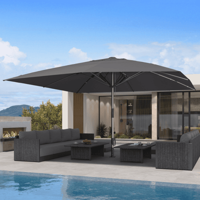 PURPLE LEAF – Parasol de terrasse semi-automatique extra-large Premium, modèle commercial pour jardin, café et hôtel
