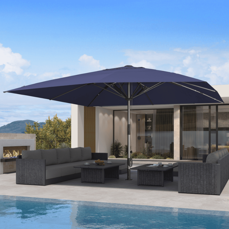 PURPLE LEAF – Parasol de terrasse semi-automatique extra-large Premium, modèle commercial pour jardin, café et hôtel