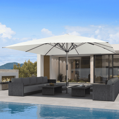 PURPLE LEAF – Parasol de terrasse semi-automatique extra-large Premium, modèle commercial pour jardin, café et hôtel