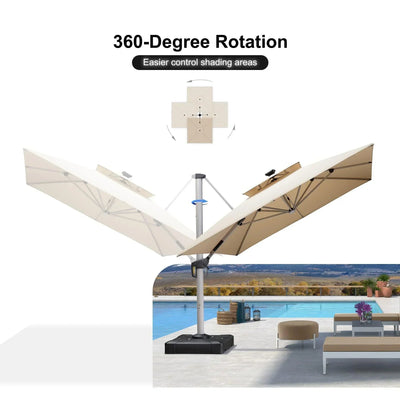 PURPLE LEAF – Parasol de terrasse rectangulaire à LED alimenté à l’énergie solaire avec éclairage
