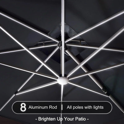 PURPLE LEAF – Parasol de terrasse rectangulaire à LED alimenté à l’énergie solaire avec éclairage