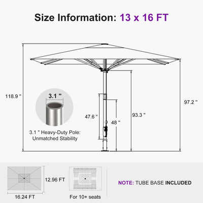 PURPLE LEAF – Parasol de terrasse semi-automatique extra-large Premium, modèle commercial pour jardin, café et hôtel