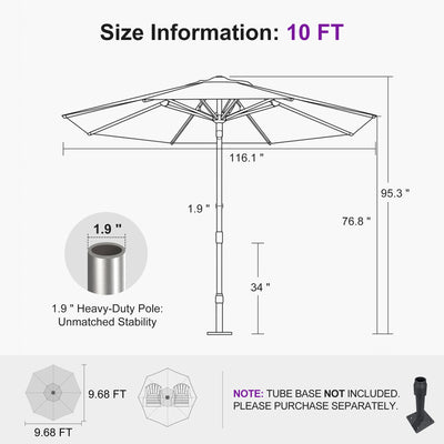 PURPLE LEAF – Parasol de terrasse semi-automatique extra-large Premium, modèle commercial pour jardin, café et hôtel