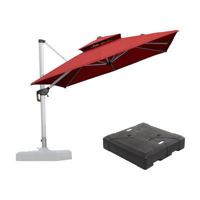 PURPLE LEAF – Parasol de terrasse rouge avec base, parasol extérieur déporté