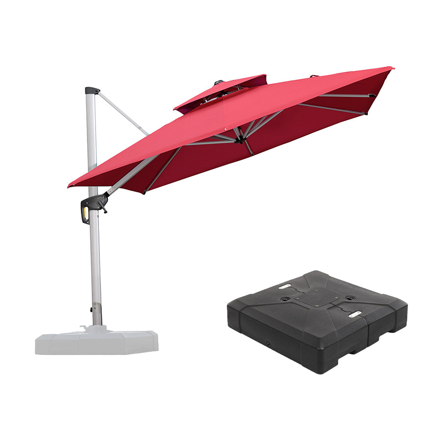 PURPLE LEAF – Parasol de terrasse rouge avec base, parasol extérieur déporté