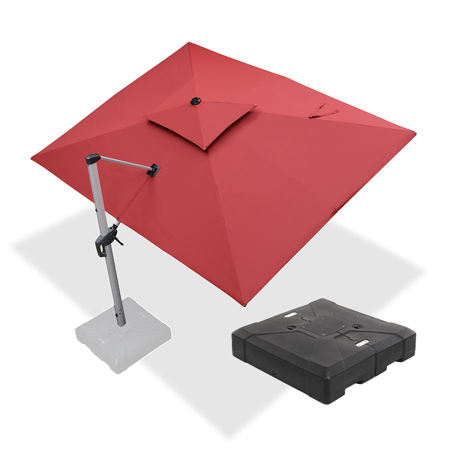 PURPLE LEAF – Parasol de terrasse rouge avec base, parasol extérieur déporté
