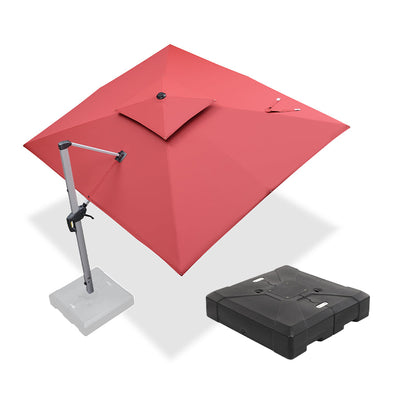 PURPLE LEAF – Parasol de terrasse rouge avec base, parasol extérieur déporté