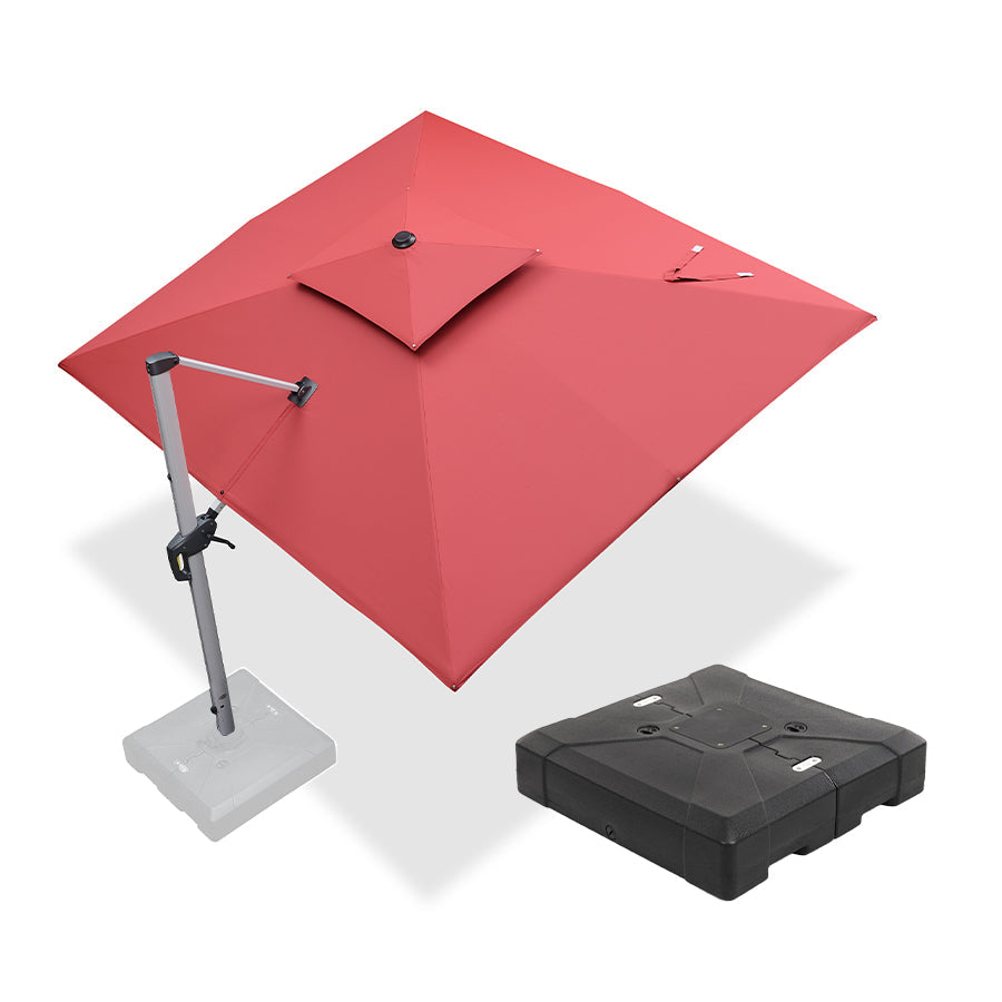 PURPLE LEAF – Parasol de terrasse rouge avec base, parasol extérieur déporté