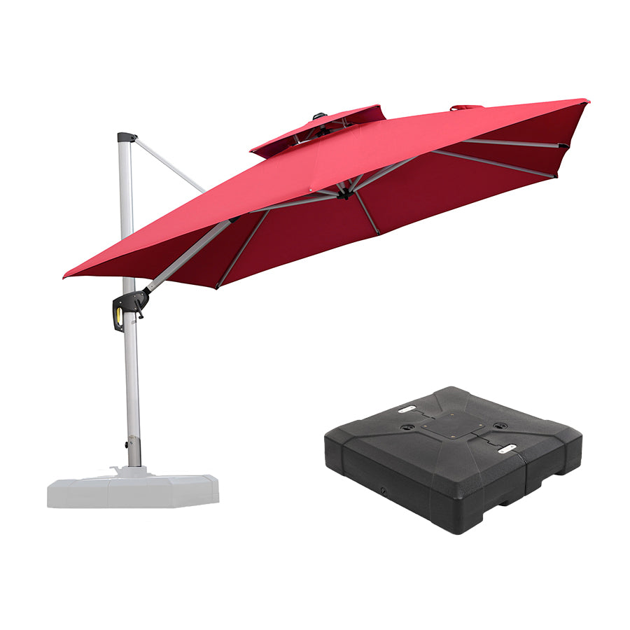 PURPLE LEAF – Parasol de terrasse rouge avec base, parasol extérieur déporté