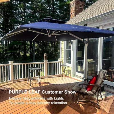 PURPLE LEAF – Parasol de terrasse rectangulaire à LED alimenté à l’énergie solaire avec éclairage