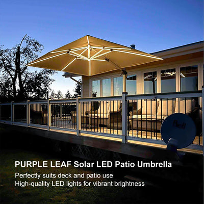 PURPLE LEAF – Parasol de terrasse rectangulaire à LED alimenté à l’énergie solaire avec éclairage