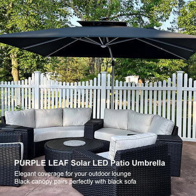 PURPLE LEAF – Parasol de terrasse rectangulaire à LED alimenté à l’énergie solaire avec éclairage