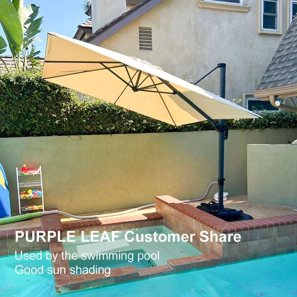 PURPLE LEAF – Parasol de terrasse économique avec base, formats carré et rectangulaire