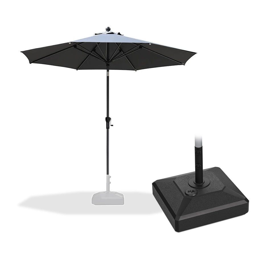 PURPLE LEAF Milan – Parasol rond inclinable de terrasse avec base pour table de porche