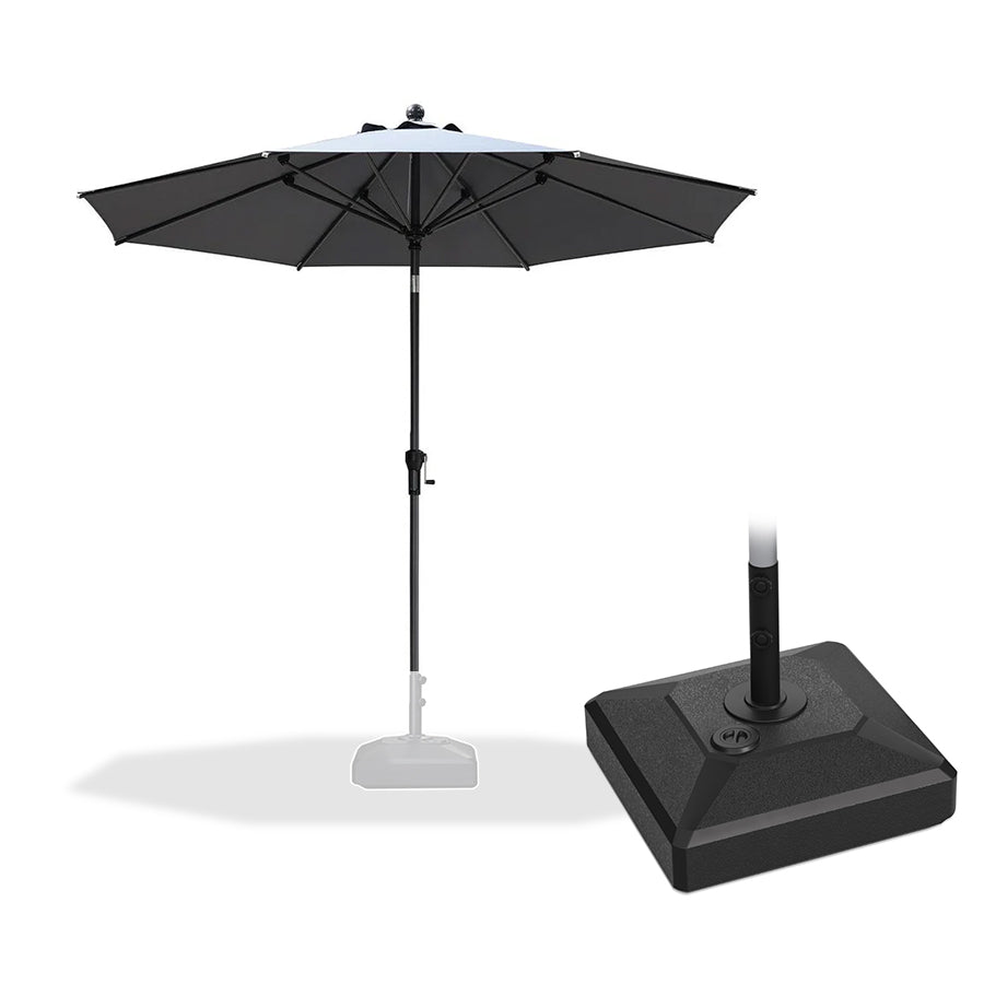 PURPLE LEAF Milan – Parasol rond inclinable de terrasse avec base pour table de porche