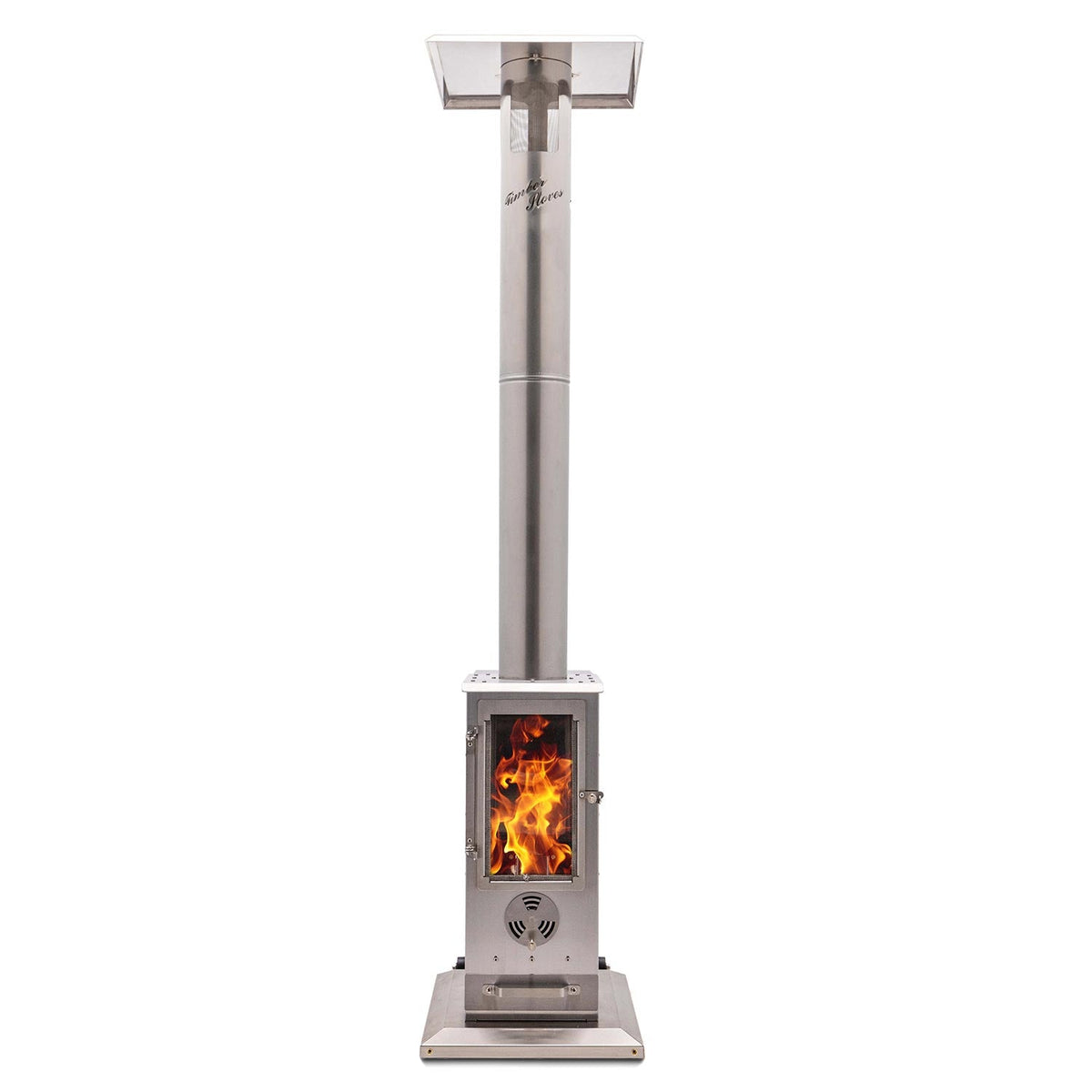 Timber Stoves Revere – Grand chauffage de terrasse Stainless avec cage de sécurité Elite