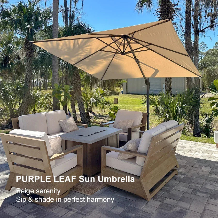 PURPLE LEAF – Parasol de terrasse économique avec base, formats carré et rectangulaire