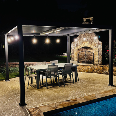 PURPLE LEAF Caesar – Pergola extérieure à lames orientables avec toit rigide réglable, gris