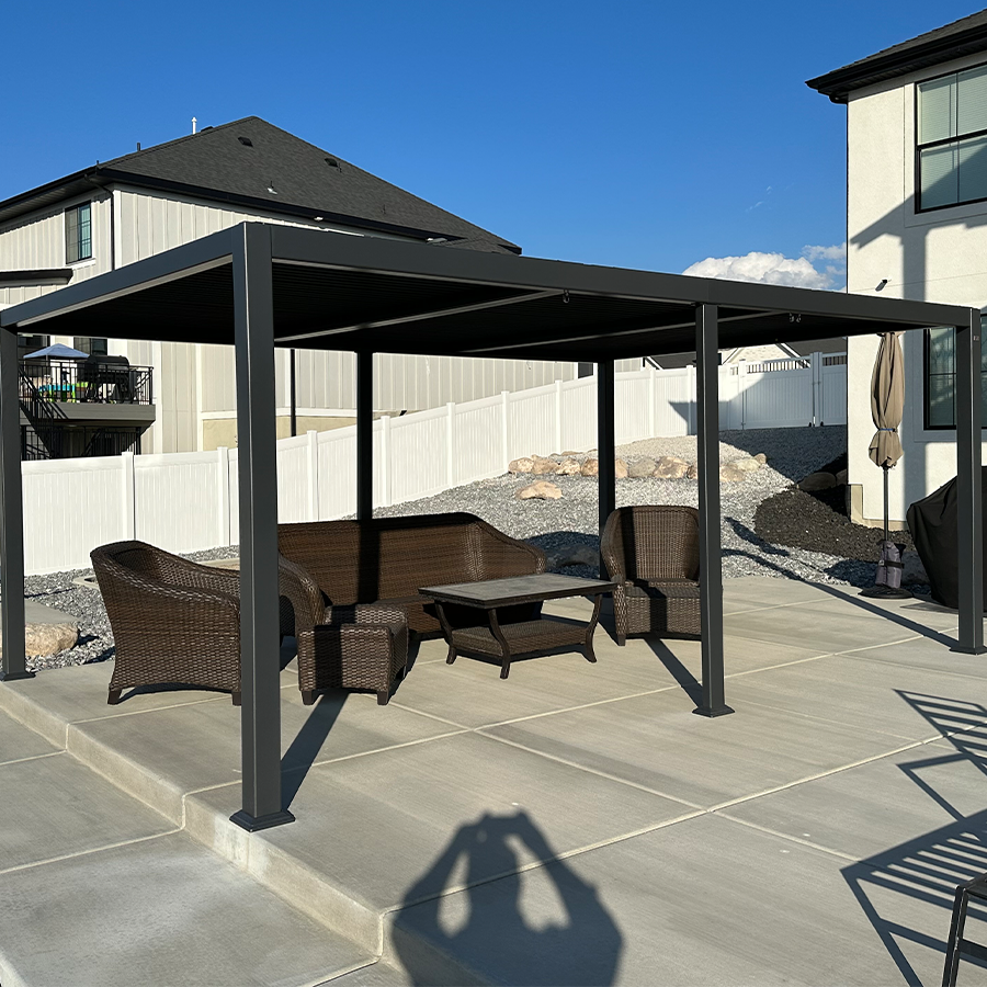 PURPLE LEAF Caesar – Pergola extérieure à lames orientables avec toit rigide réglable, gris