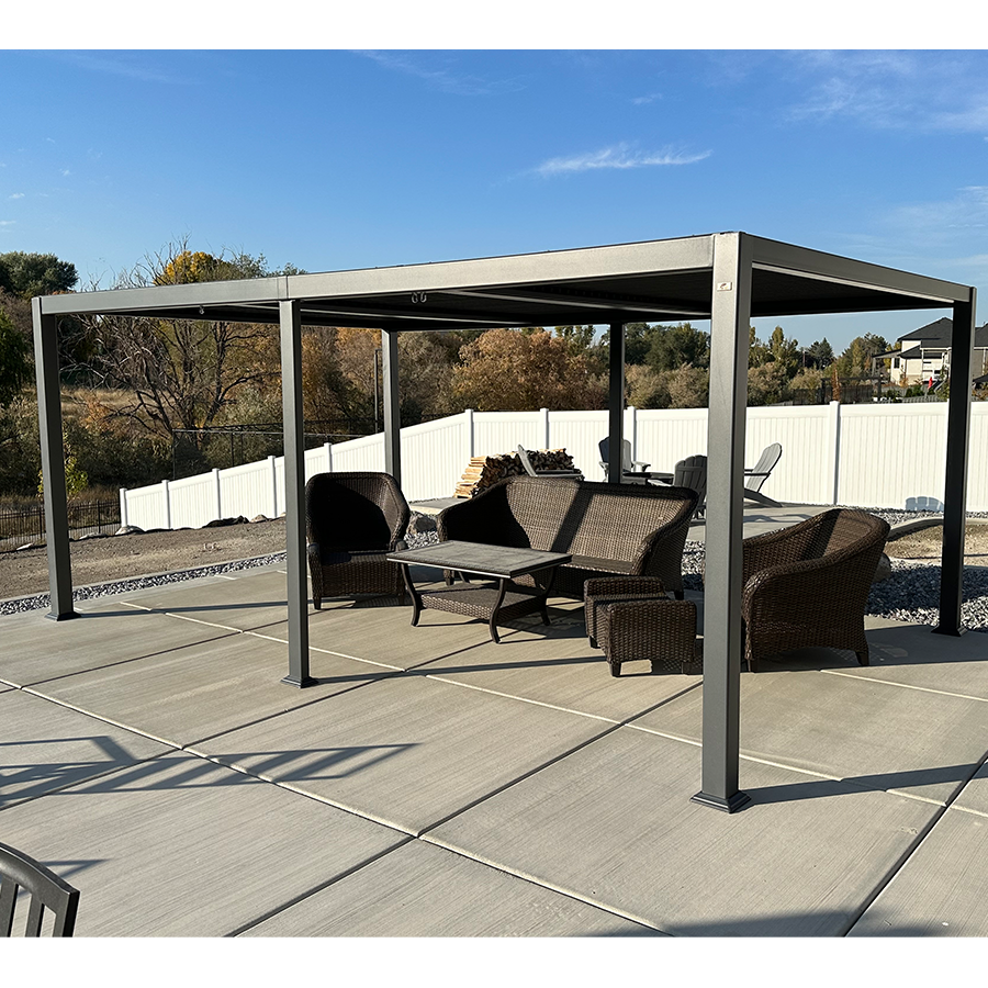 PURPLE LEAF Caesar – Pergola extérieure à lames orientables avec toit rigide réglable, gris