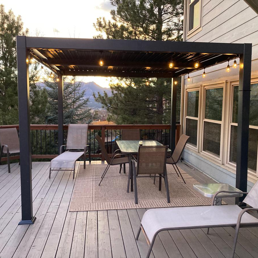 PURPLE LEAF Caesar – Pergola extérieure à lames orientables avec toit rigide réglable, gris