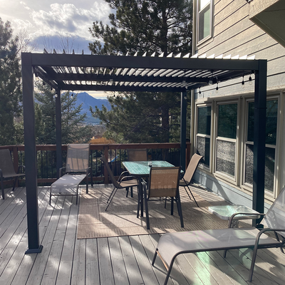 PURPLE LEAF Caesar – Pergola extérieure à lames orientables avec toit rigide réglable, gris