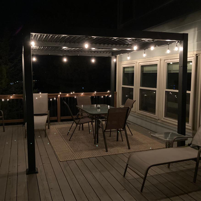 PURPLE LEAF Caesar – Pergola extérieure à lames orientables avec toit rigide réglable, gris