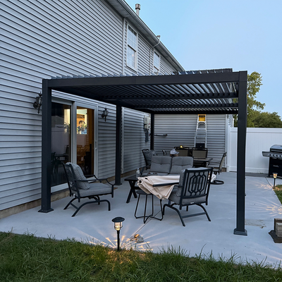 PURPLE LEAF Caesar – Pergola extérieure à lames orientables avec toit rigide réglable, gris