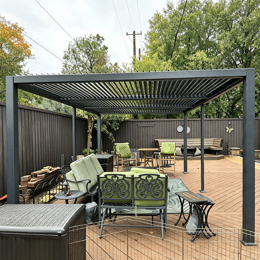 PURPLE LEAF Caesar – Pergola extérieure à lames orientables avec toit rigide réglable, gris