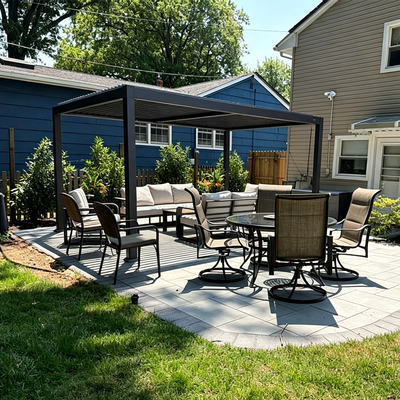 PURPLE LEAF Caesar – Pergola extérieure à lames orientables avec toit rigide réglable, gris