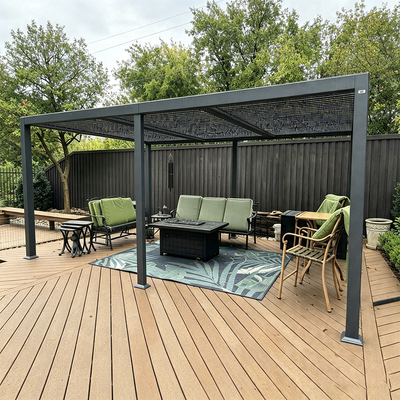 PURPLE LEAF Caesar – Pergola extérieure à lames orientables avec toit rigide réglable, gris