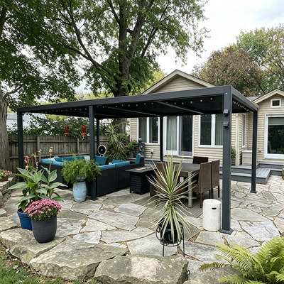 PURPLE LEAF Caesar – Pergola extérieure à lames orientables avec toit rigide réglable, gris
