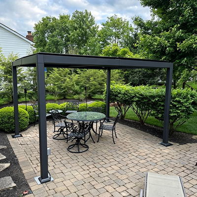 PURPLE LEAF Caesar – Pergola extérieure à lames orientables avec toit rigide réglable, gris