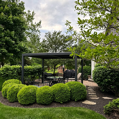 PURPLE LEAF Caesar – Pergola extérieure à lames orientables avec toit rigide réglable, gris