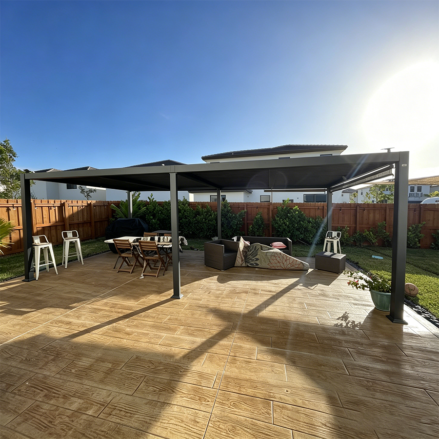 PURPLE LEAF Caesar – Pergola extérieure à lames orientables avec toit rigide réglable, gris