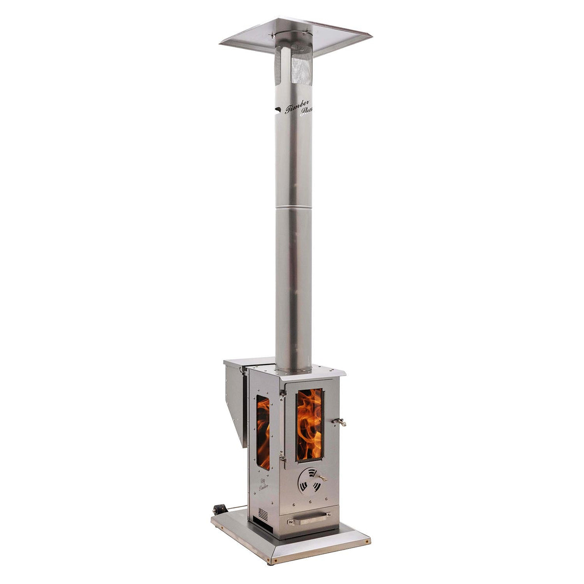 Timber Stoves Big Timber – Chauffage de terrasse Stainless avec cage de sécurité Elite