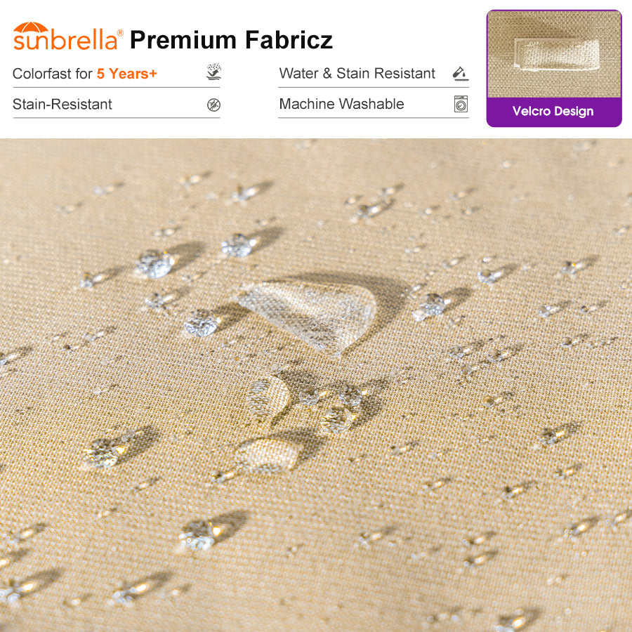 PURPLE LEAF Sicilia – Canapé d’angle extérieur modulaire en U avec coussins Sunbrella kaki, configuration flexible pour espaces commerciaux extérieurs