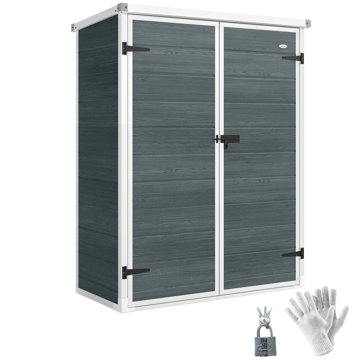 Abri de jardin en plastique 4.4' x 2.3' avec étagères et plancher, Distressed Grey