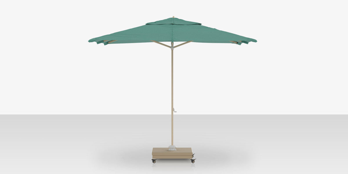Rio Grande 10' – Parasol déporté carré, finition aspect bois, Aquamarine