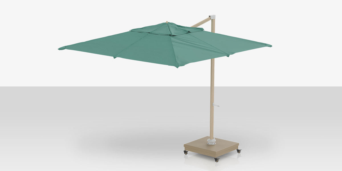 Rio Grande 10' – Parasol déporté carré, finition aspect bois, Aquamarine